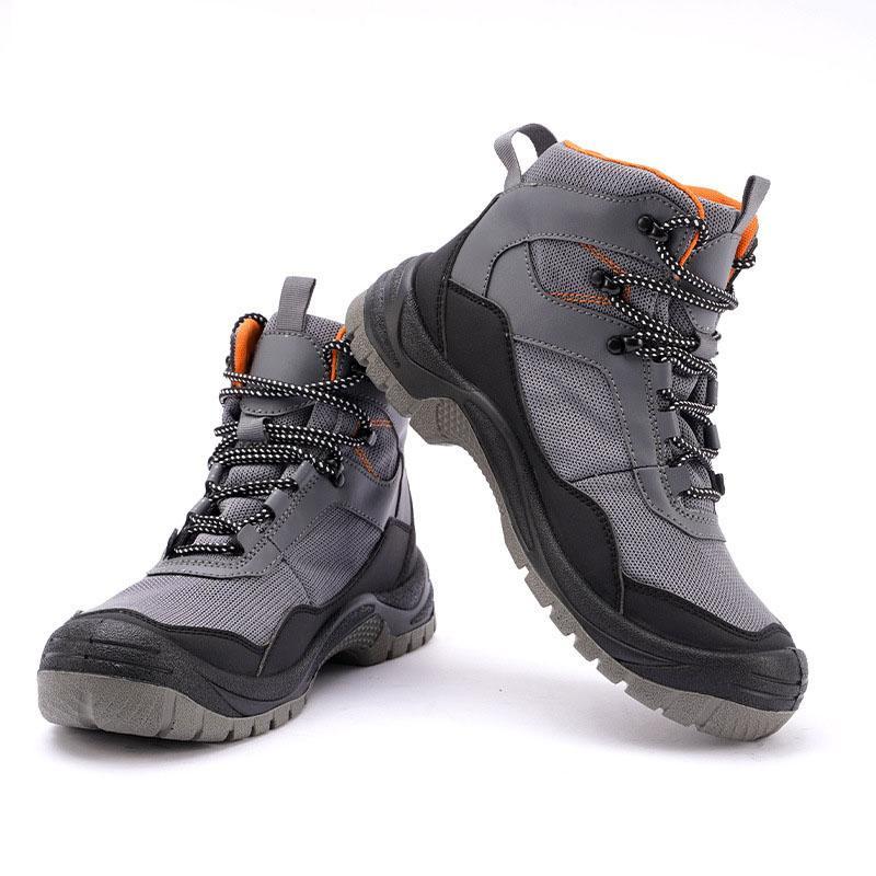 Grau-Orange High-Top, ¾-Ansicht front, Studio weiß