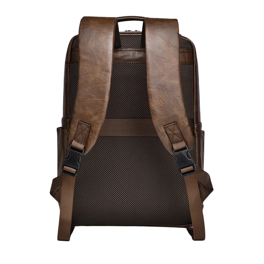 Getragen am Rücken – brauner Rucksack, urbaner Einsatz, bequeme Passform