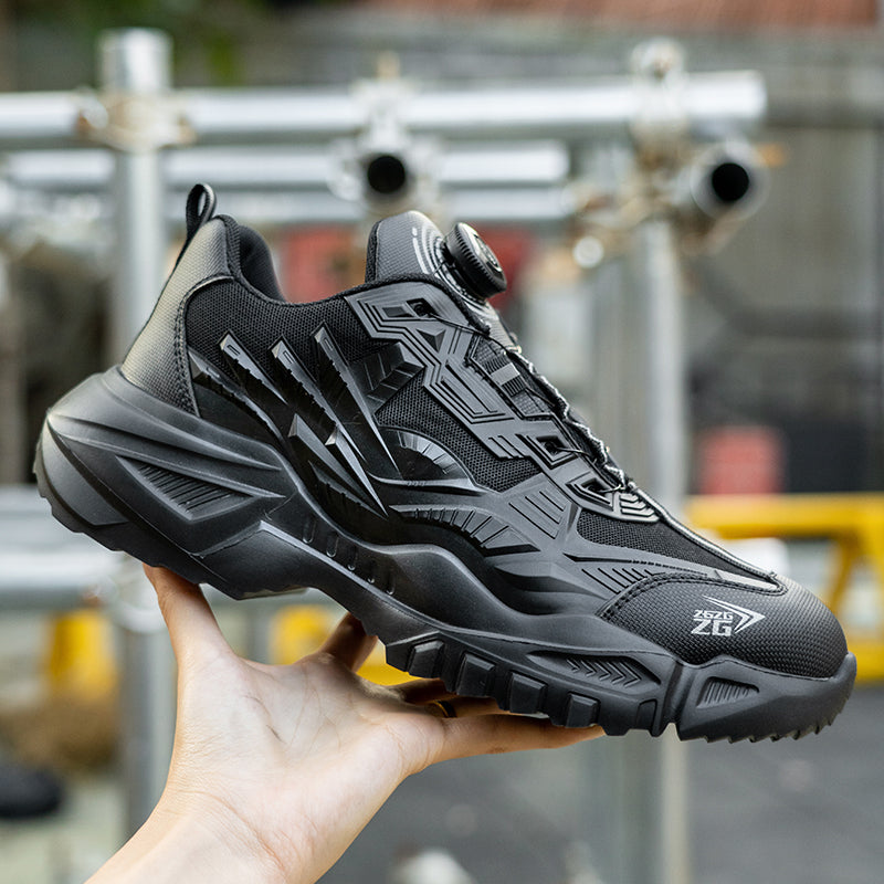 Leichter S3 Sicherheitsschuh Var. 3 Schwarz – Griff & Profilansicht, Kevlar-Durchtrittschutz