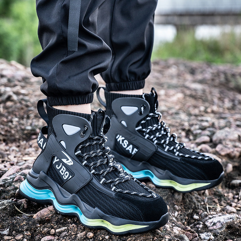 Sprungtest: Paar S1 Sicherheitsschuhe Schwarz, Stoßdämpfung EVA