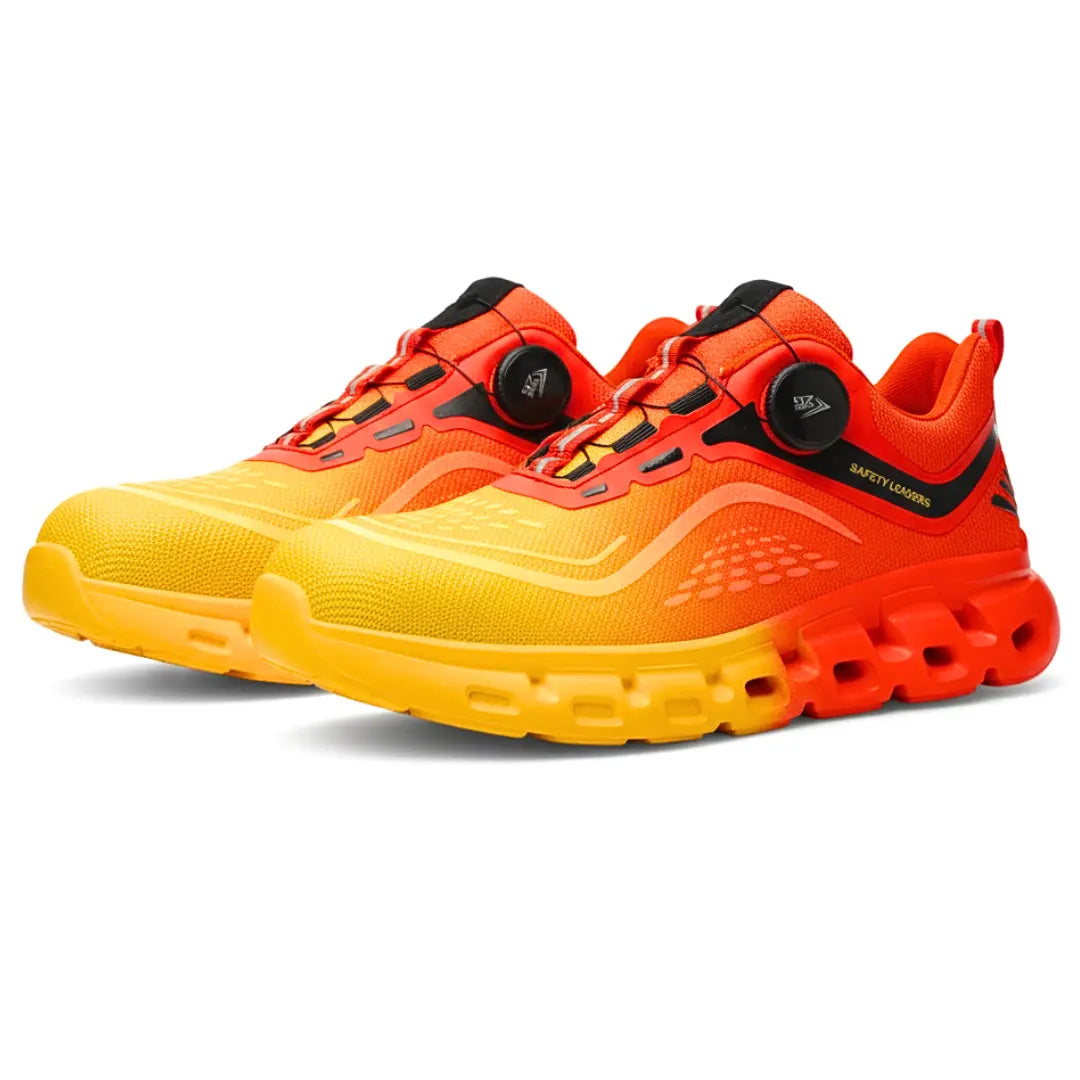 Sicherheitsschuhe in Orange und Gelb mit modernem Design und rutschfester Sohle