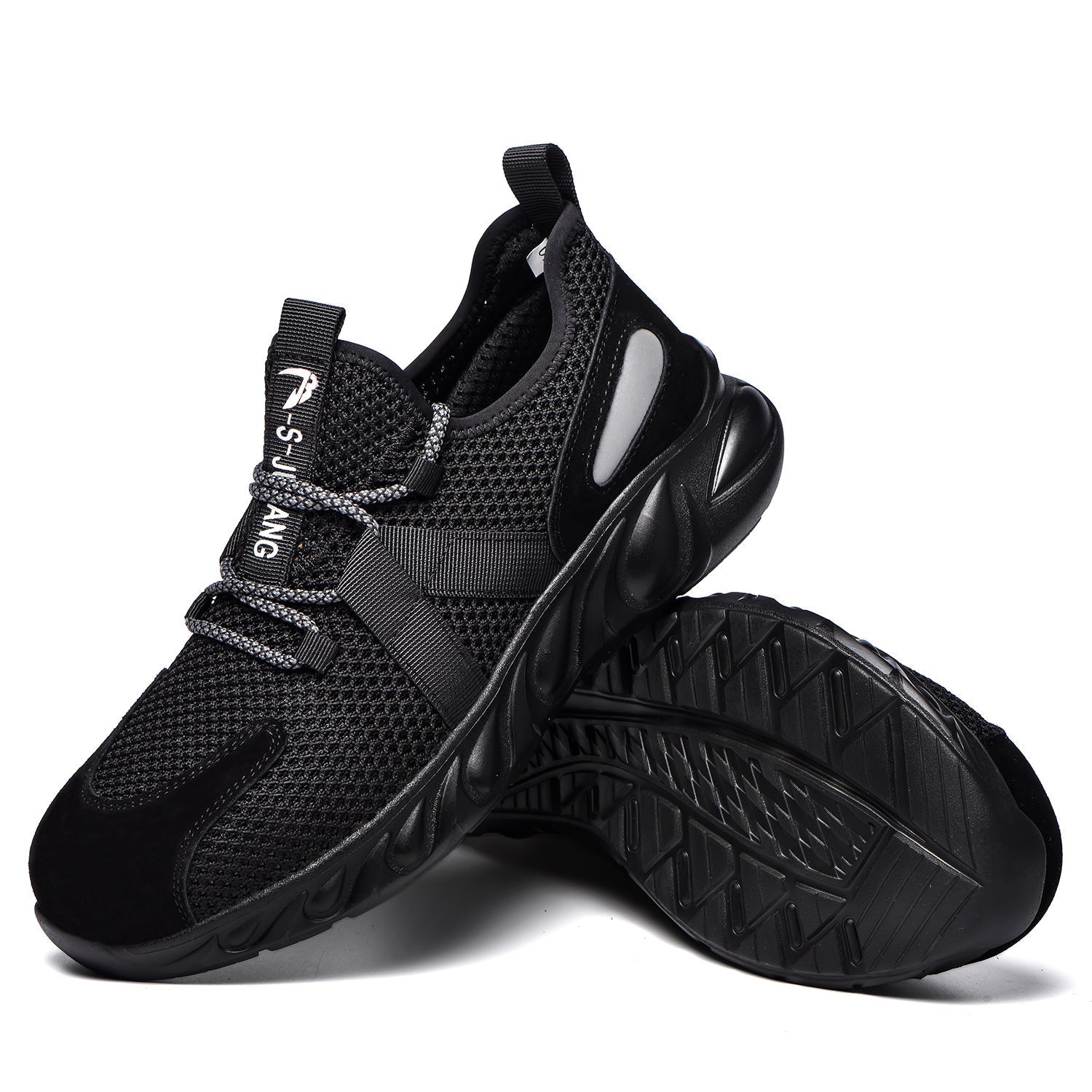 Einzelner Schuh Schwarz, Seitenansicht links, High-Rebound Sohle