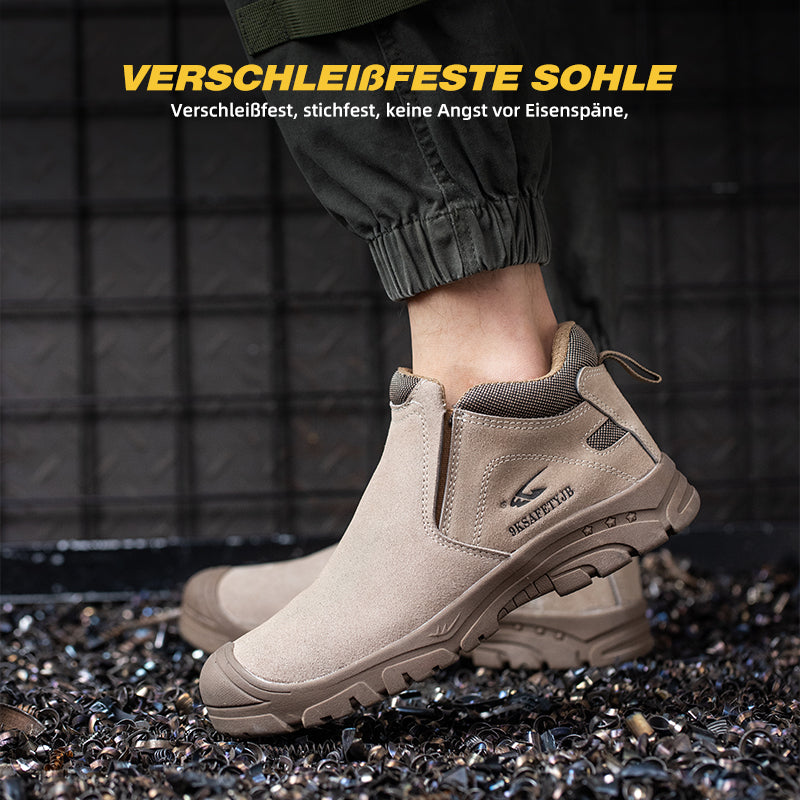 SRC-Profil Detail, tiefe Stollen – S1P Schweißer-Stiefel Beige