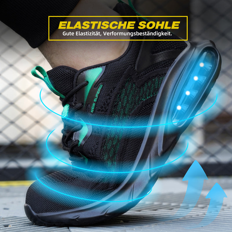 Belastungstest Vorderfuß: Schuh Schwarz auf Nagelbrett (Kevlar-Einlage)