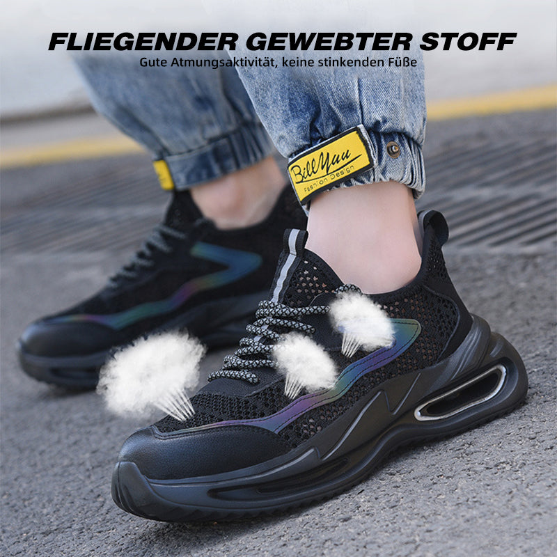 Stahlkappen-Schuh Schwarz, Tritt auf Stahlprofil – Stoßdämpfung