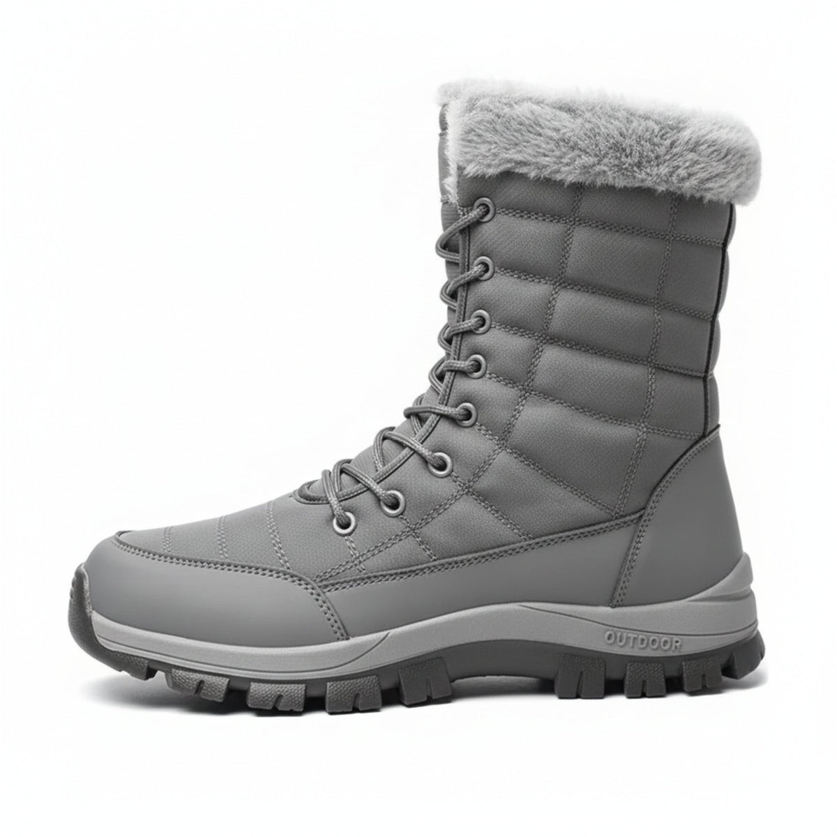 Henner Peak – Barfußschuhe für Winter und Outdoor Wanderschuhe Unisex in Grau – Seitenansicht