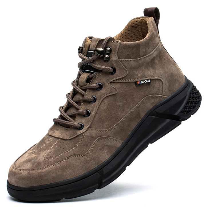 Sicherheitsschuh Braun-Grau, Wildleder-Upper & grobe SRC-Sohle – Hero-Seitenansicht