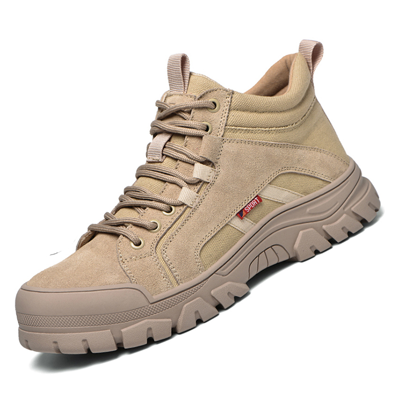 Sicherheitsschuh Beige, Anti-Smash & Kevlar-Sohle, Freizeit-Look – Hero-Seitenansicht