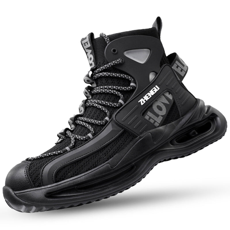 S1 Sicherheitsschuh High-Top Schwarz, Mesh-Upper & Air-Dämpfung – Seitenansicht