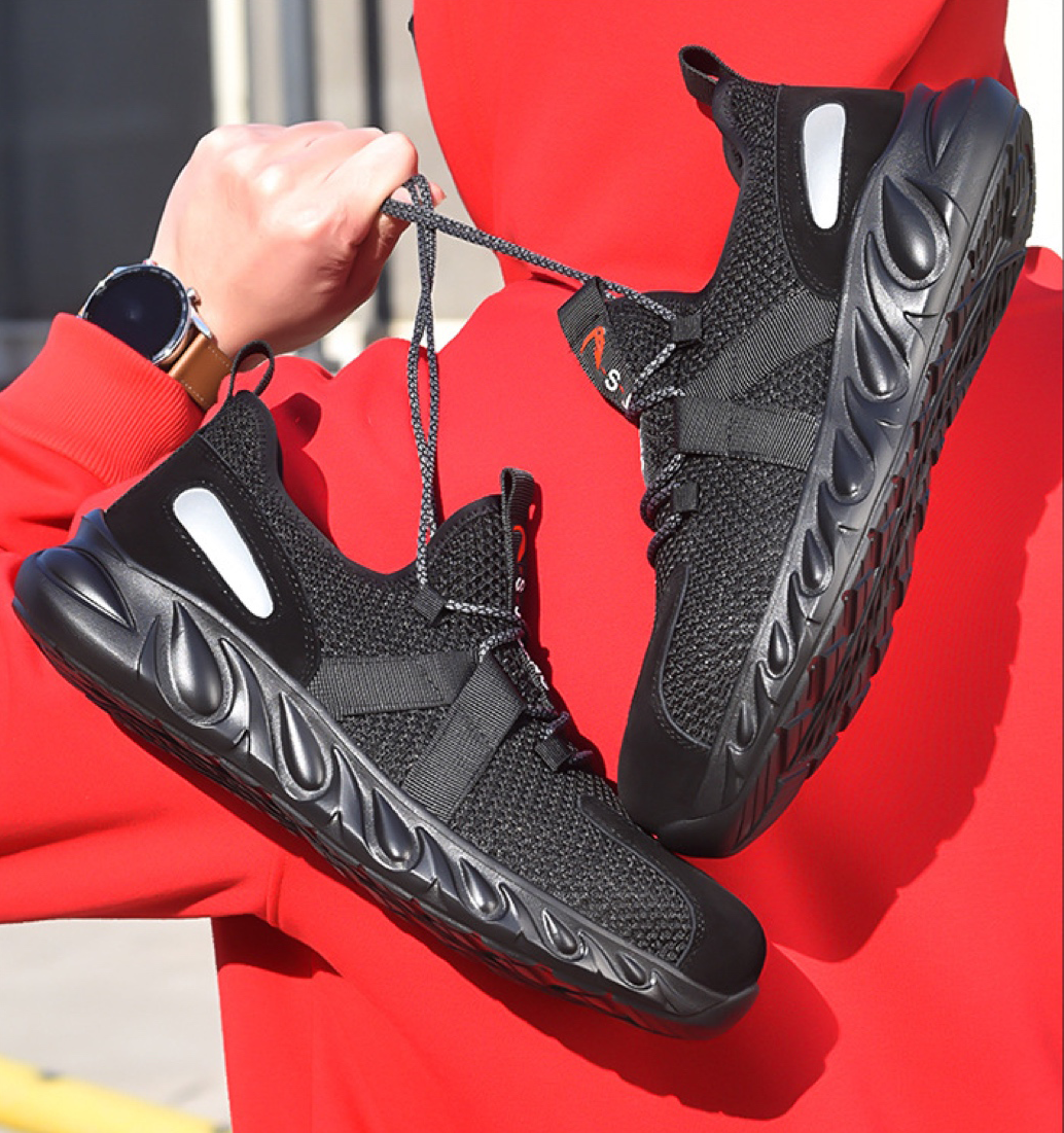 S1P Bequeme Sicherheitsschuhe, Fliegende Gewebte Stahlkappe, Anti-Piercing, Leichte, Atmungsaktive Arbeitsschuhe