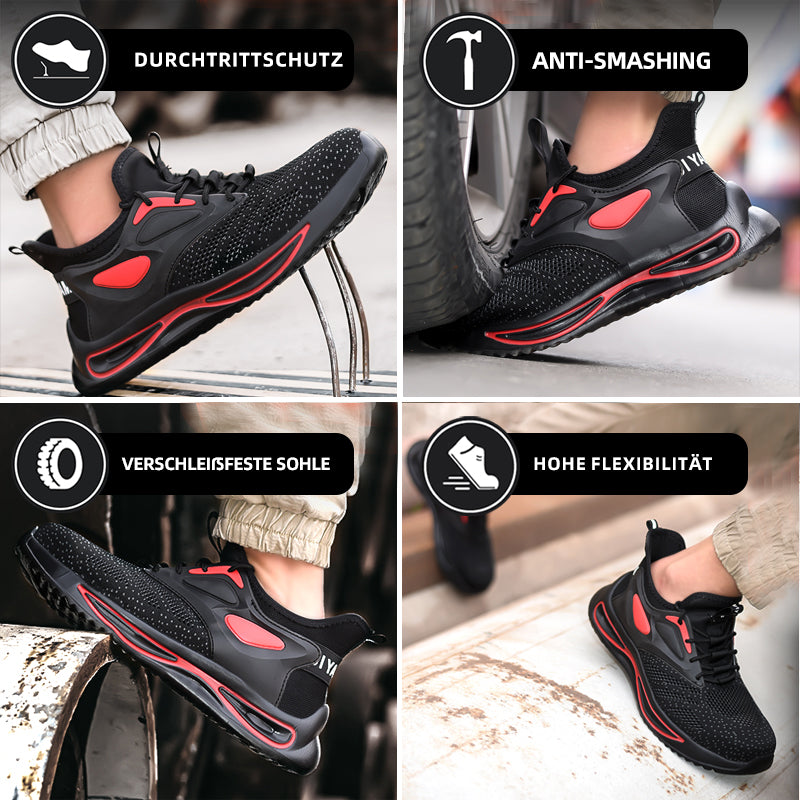 Flex-Demo Vorderfuß: S1P Schuh Schwarz-Rot, super elastische Sohle