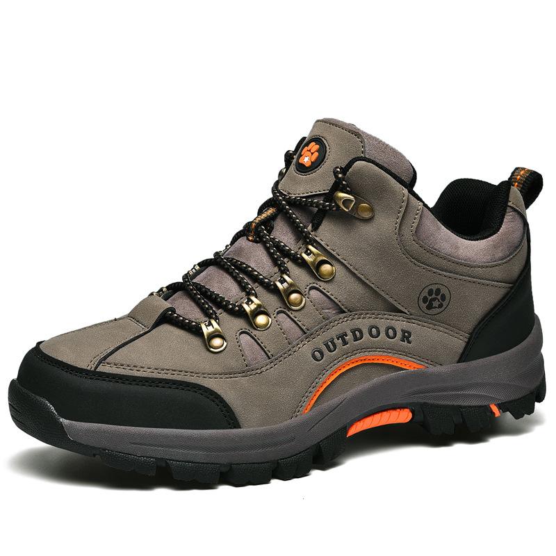 Wasserdichter Wanderschuh Winter Grau-Orange, High-Top & grobes Profil – Hero-Seitenansicht