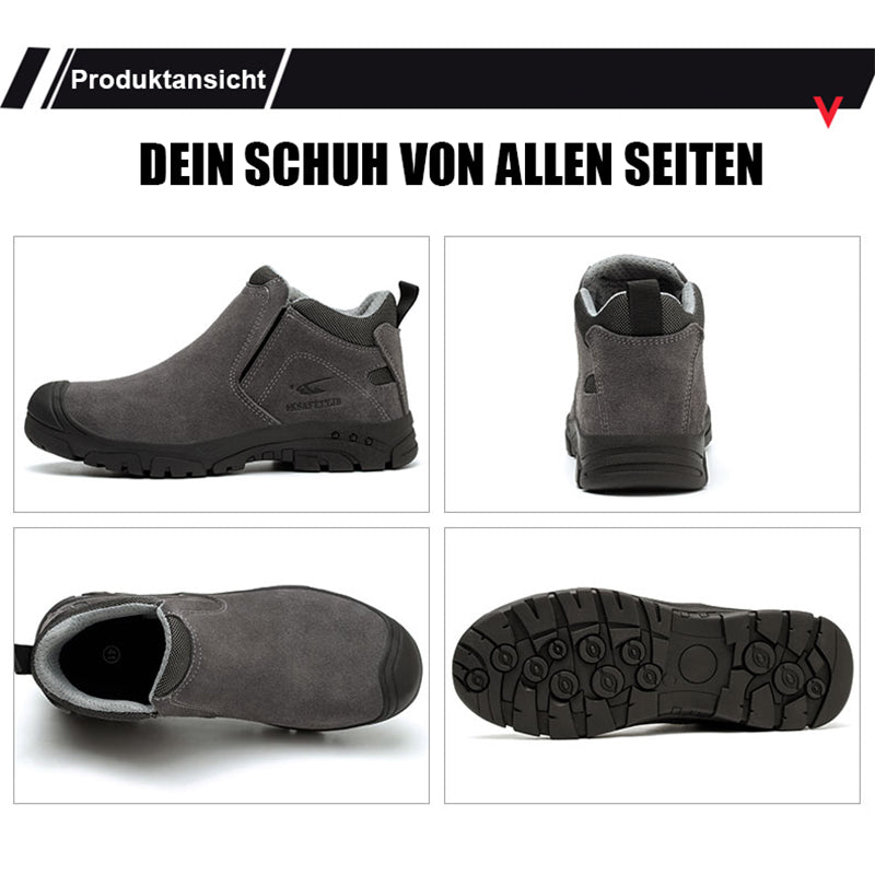Set: S1P Schweißer-Stiefel Beige mit herausnehmbarer Sohle & Unteransicht
