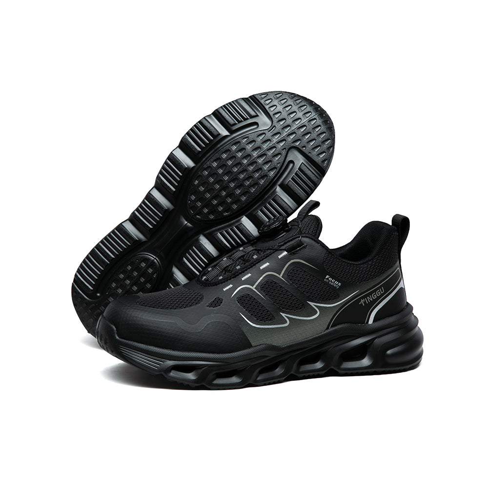 Schuh liegt auf Seite, Untersohle diagonal – selbstreinigendes SRC-Profil