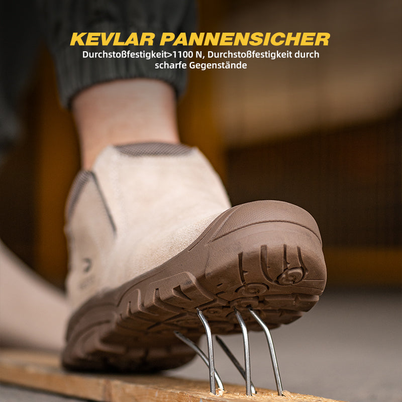 Funkenflug-Test: flammhemmender S1P Schweißer-Stiefel Beige