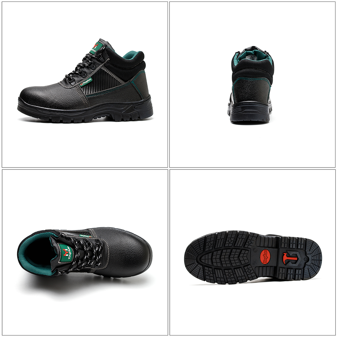 Detail Seitennaht: Verstärkter Lederbesatz & grüne Nähte, S3 Schuh