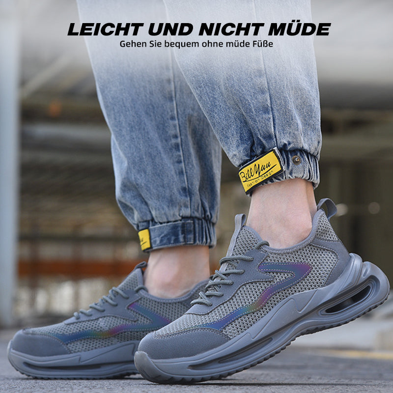 Paar Arbeitsschuhe Rot-Schwarz, Seitenansicht links, sportlich