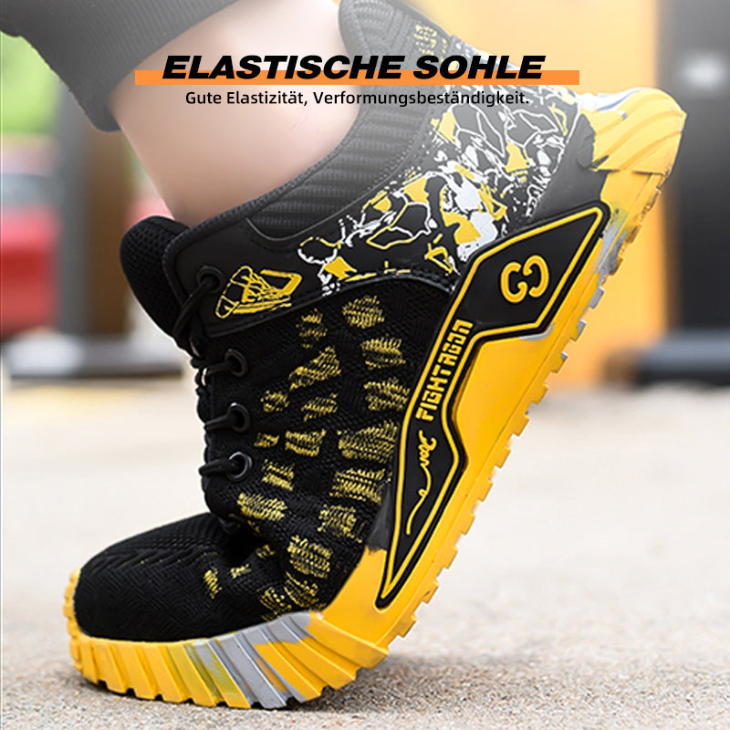 SRC-Profil Detail, Gelber Graffiti Sicherheitsschuh – Untersohle