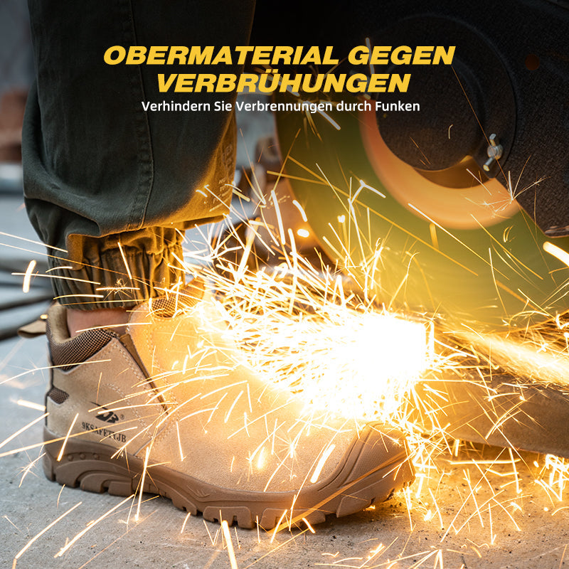 Kevlar-Durchtrittschutz: S1P Stiefel Beige auf Nagelbrett