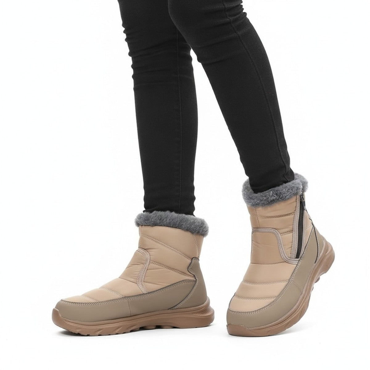 Henner Mut – Winterstiefel mit Seitlicher Reissverschluss Wanderschuhe Unisex in Beige – Produktansicht