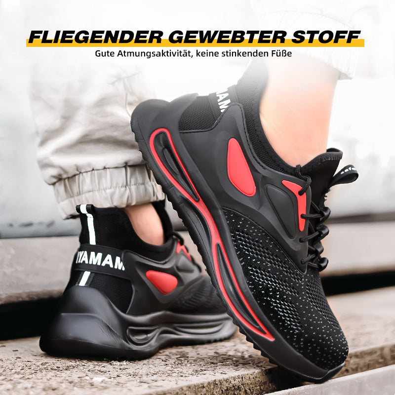 Frontansicht: S1P Smash-resistente Sneaker Schwarz-Rot