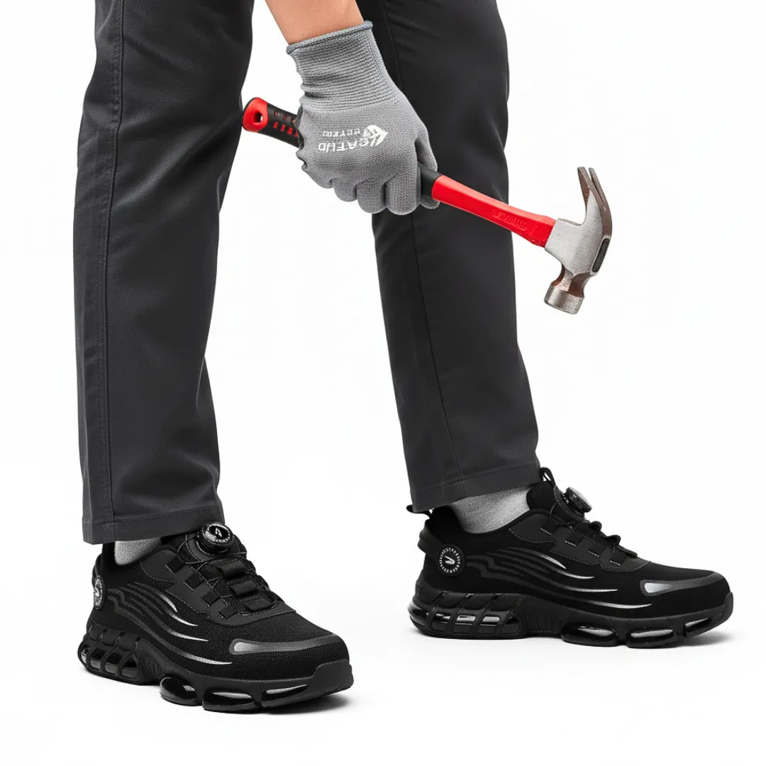 Henner Z90 getragen, Demonstration mit Hammer, schwarz, Einsatzsituation