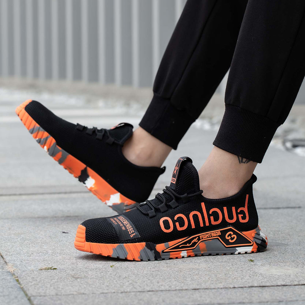 Set: Graffiti Schuh Schwarz-Orange, Untersohle & Einlegesohle