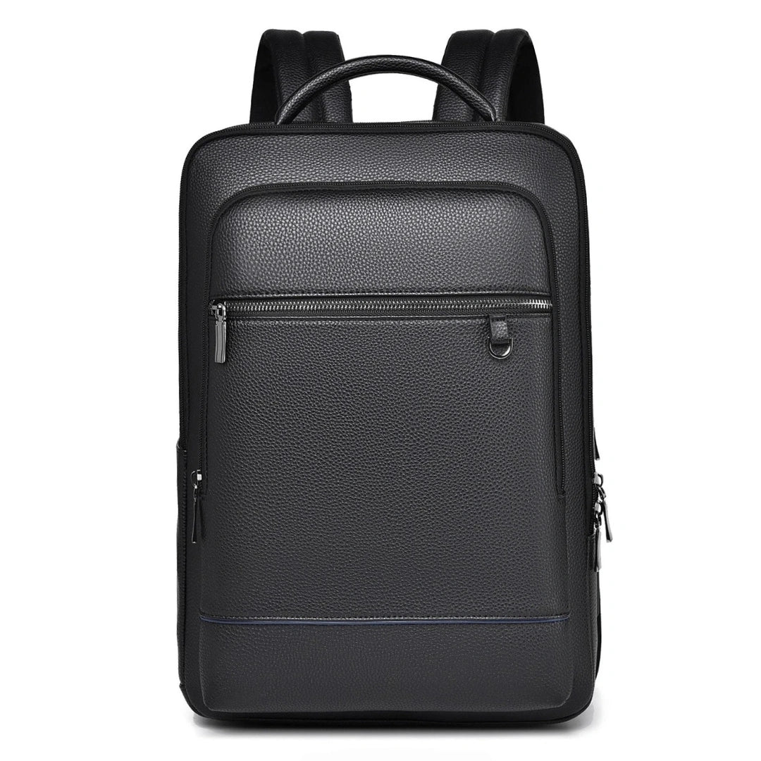 Frontansicht Executive Business‑Rucksack – geschlossen, Eco‑Lederstruktur