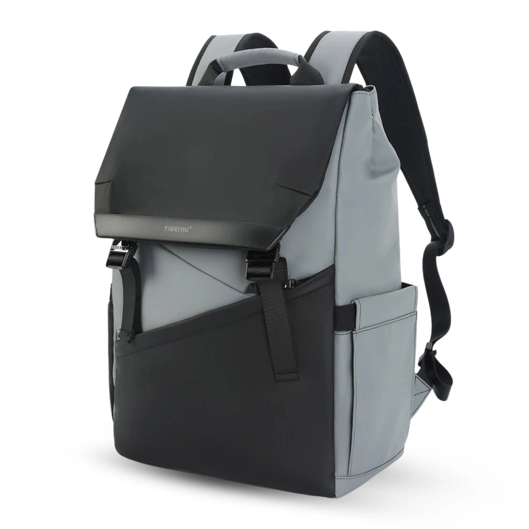 Henner T‑Nu Avant Rucksack 16 L Grau‑Schwarz – 3‑Viertel‑Frontansicht auf weißem Hintergrund