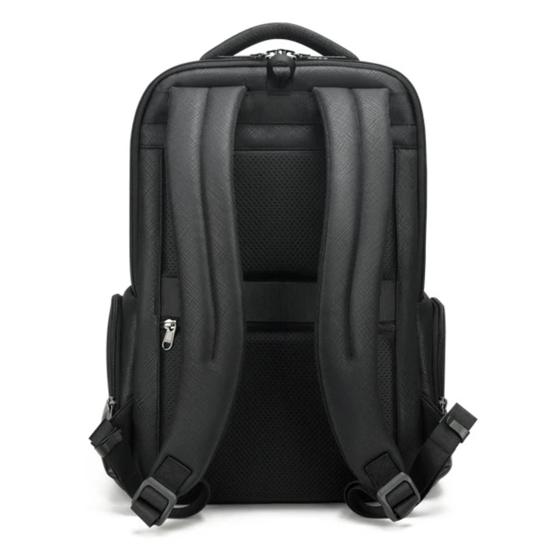 Henner Tiger Business‑Rucksack Schwarz – Rückansicht mit Air‑Mesh‑Polsterung