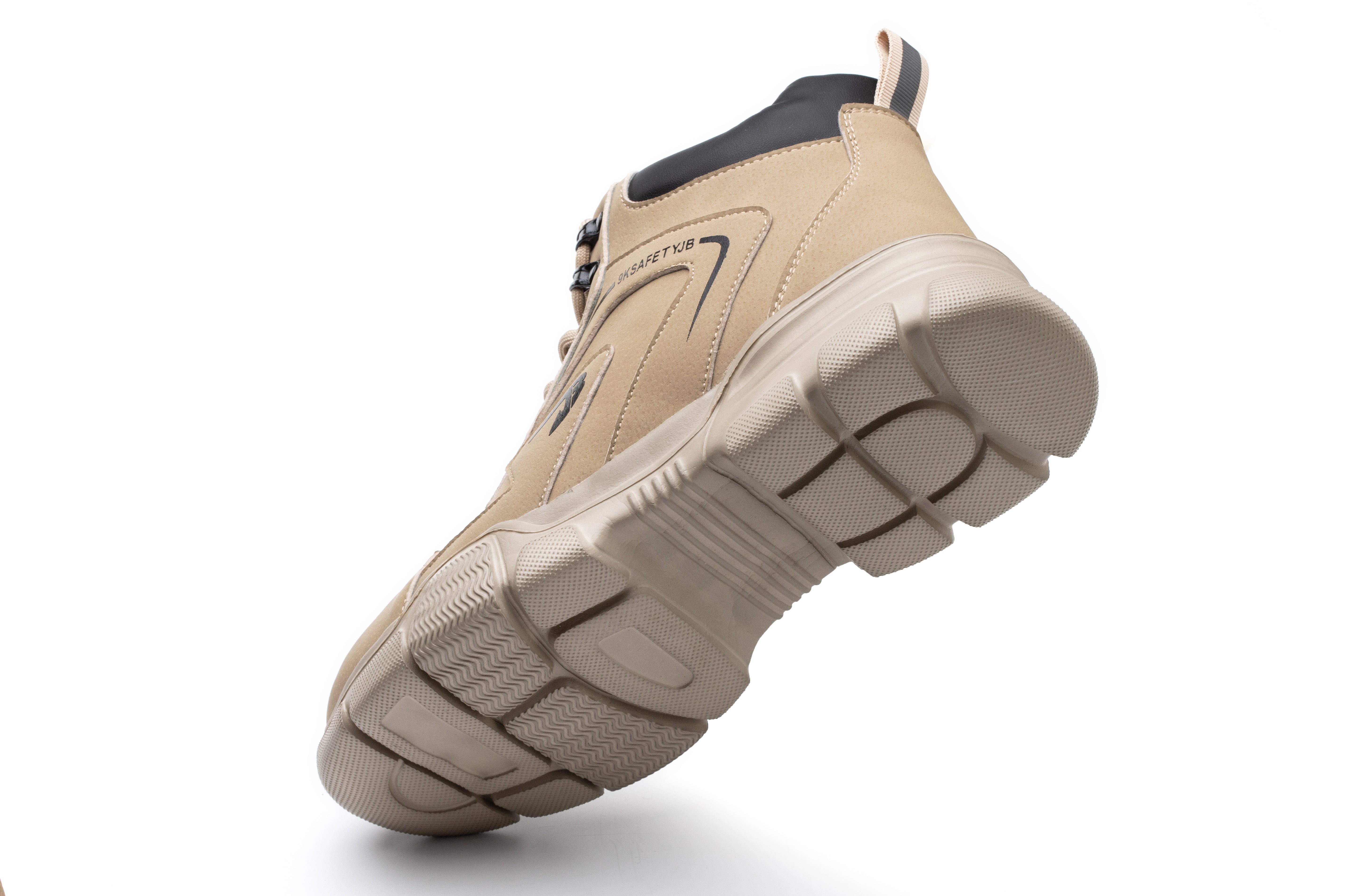 S3 Winter-Stiefel Beige – Rückansicht mit Reflektorstreifen