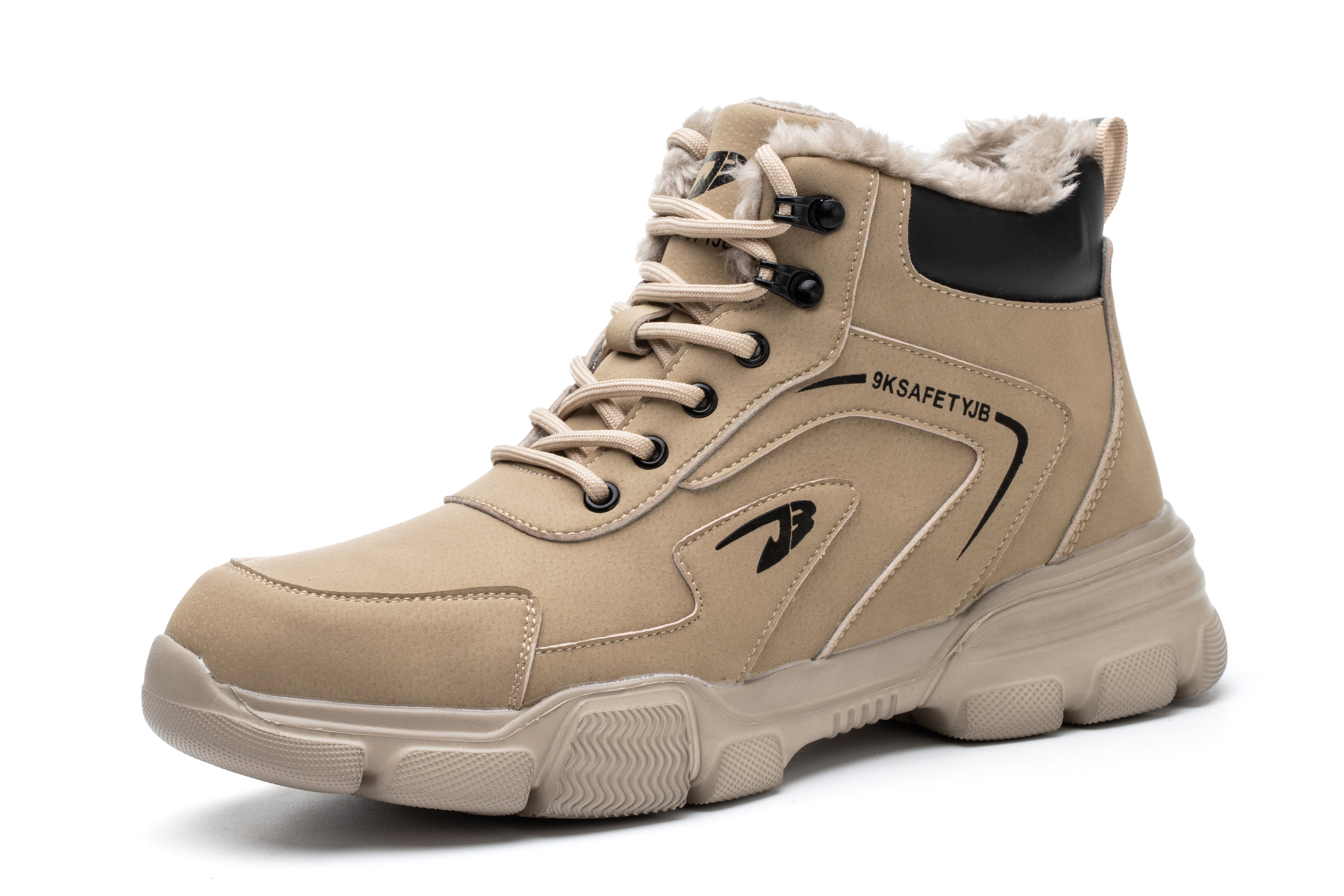 S3 Winter-Sicherheitsschuh Beige – Frontschrägansicht, Stahlkappe