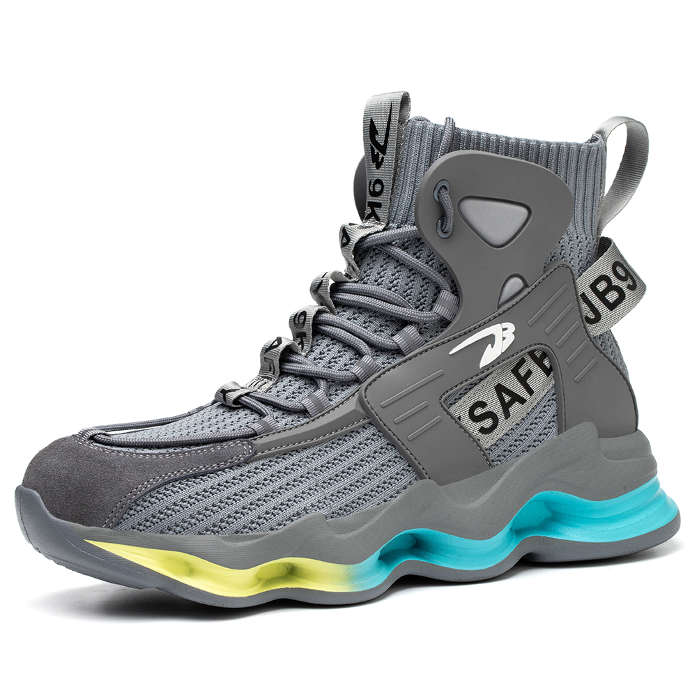 S1 Sicherheitsschuh High-Top Grau, Kevlar-Sohle & Stahlkappe – Seitenansicht