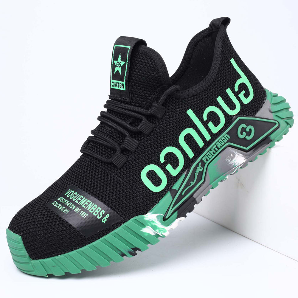 Paar Graffiti Schuhe Gelb-Schwarz, Oberansicht