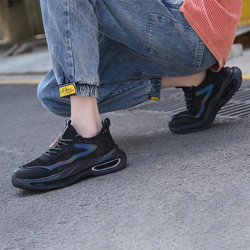 Schrittbewegung: Mesh-Schuh Schwarz, Ferse angehoben