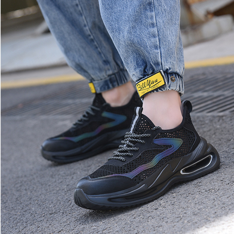 3-D Set: Arbeitsschuhe Schwarz – Seiten-, Unter- & Oberansicht