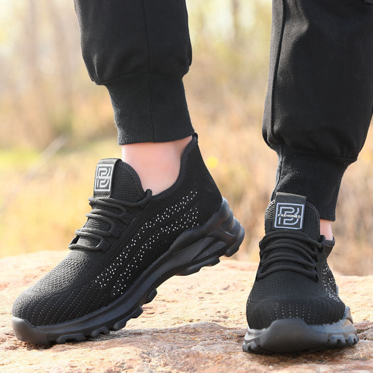 Paar Sommer-Sicherheitsschuhe Schwarz, linke Seitenansicht