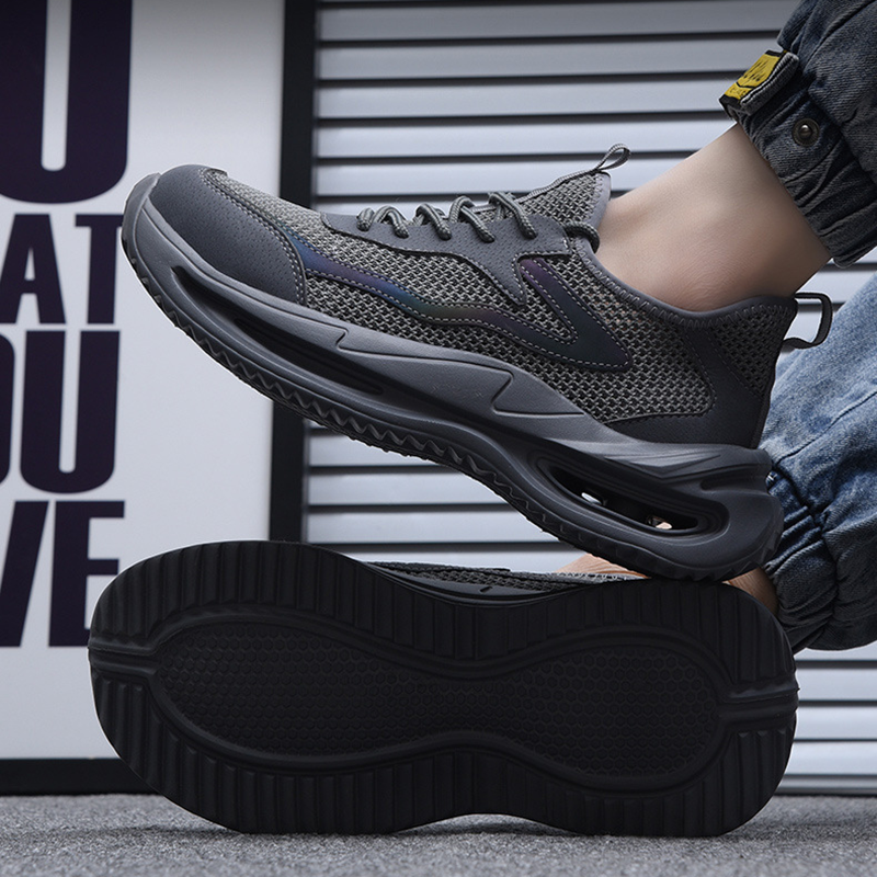 Vorderansicht: Paar Arbeitsschuhe Grau, Mesh-Upper