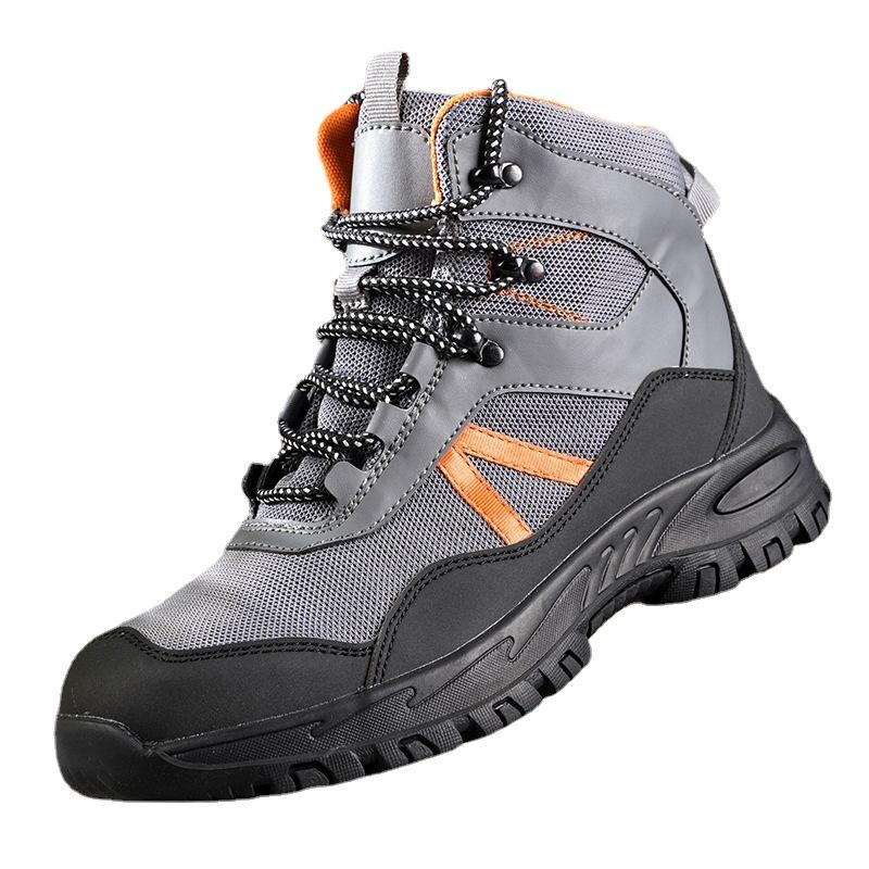High-Top Arbeitsschuh Grau-Orange, Stahlkappe & Kevlar-Sohle – Hero-Seitenansicht
