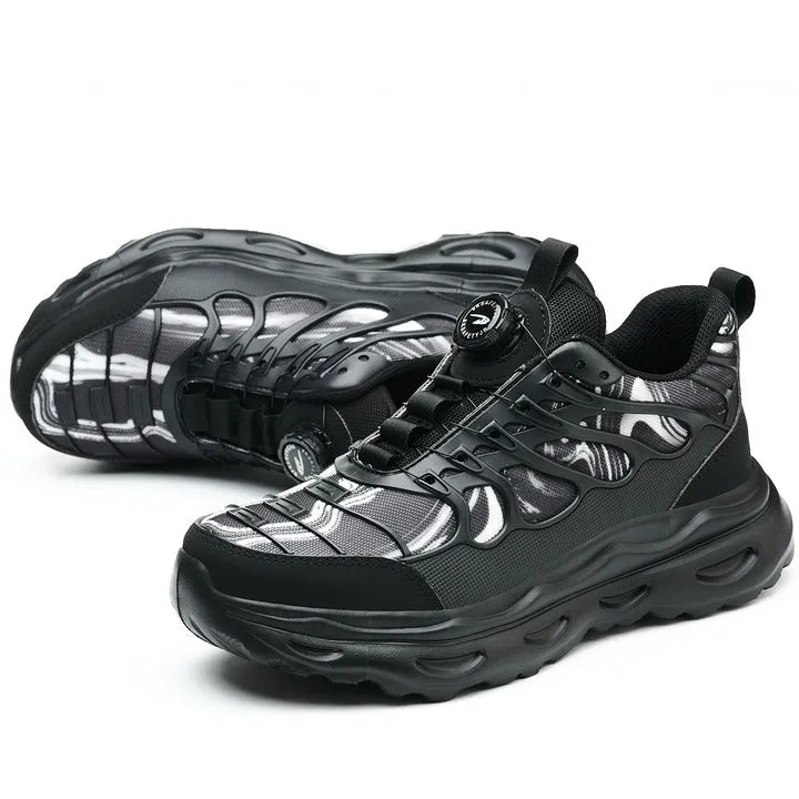 Paar Schuhe schräg seitlich, Vorderfuß angehoben – Profil sichtbar