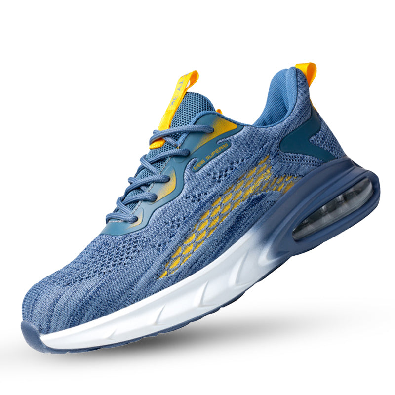 Blau-gelber Schuh, Studio-Seitenansicht rechts