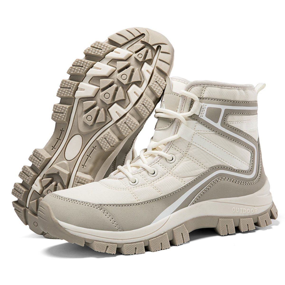 Henner Domea – Bequeme Outdoor-Schnürstiefel, warm gefüttert Wanderschuhe Damen in Beige – Produktansicht