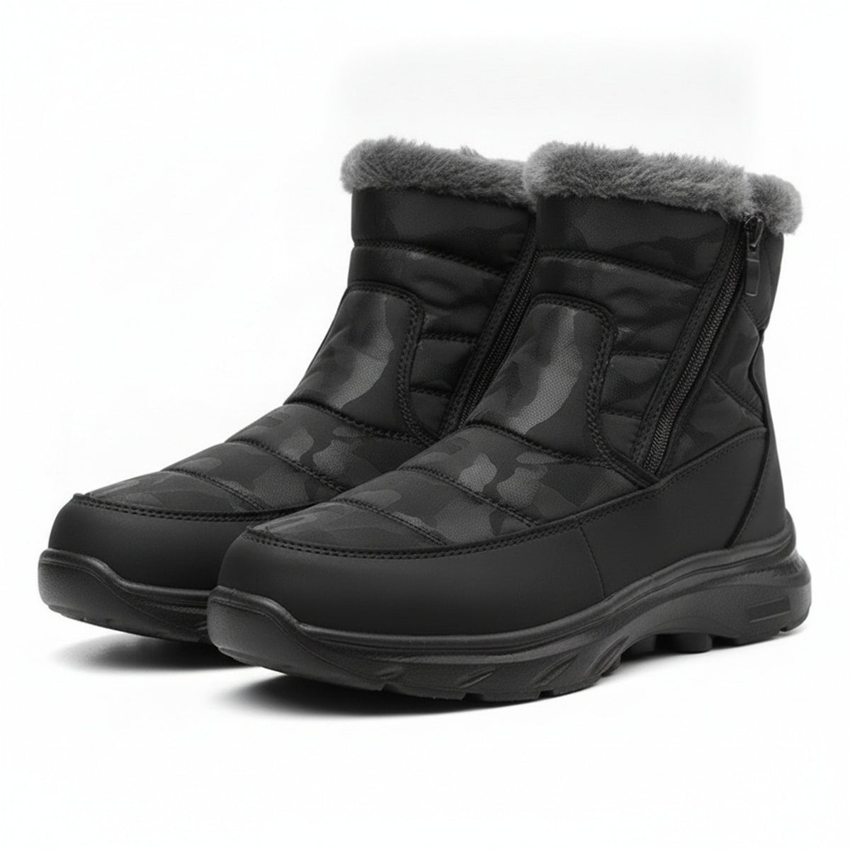Henner Mut – Winterstiefel mit Seitlicher Reissverschluss Wanderschuhe Unisex in Schwarz – Paaransicht