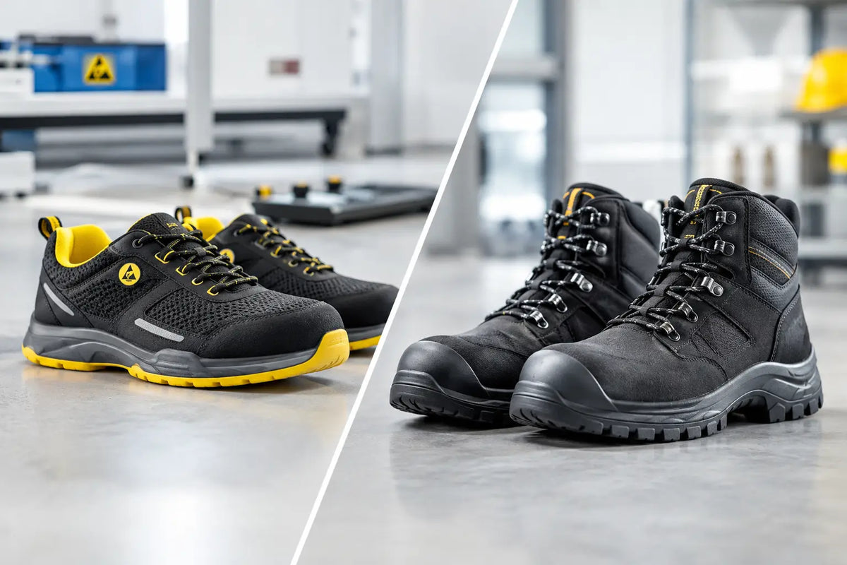 ESD Schuhe versus Sicherheitsschuhe im Vergleich