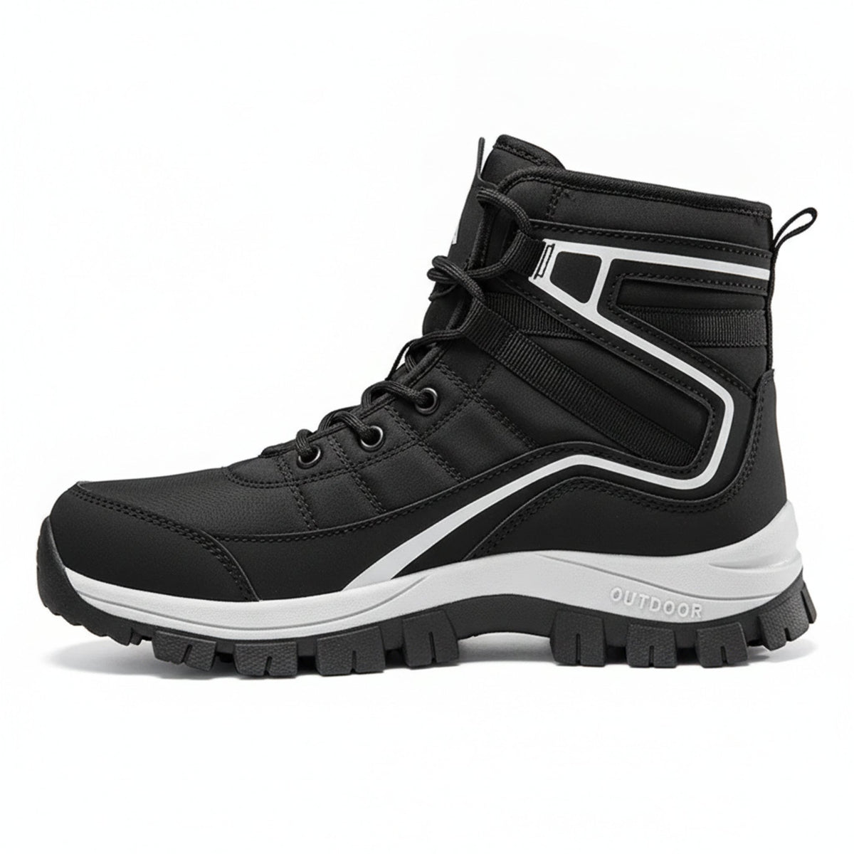 Henner Domea – Bequeme Outdoor-Schnürstiefel, warm gefüttert Wanderschuhe Damen in Schwarz – Seitenansicht