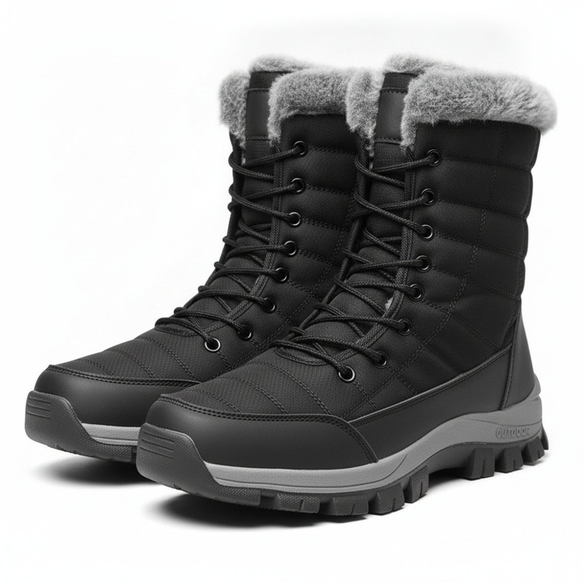 Henner Peak – Barfußschuhe für Winter und Outdoor Wanderschuhe Unisex in Schwarz – Paaransicht