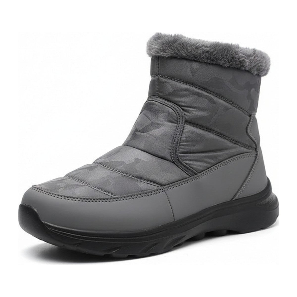 Henner Mut – Winterstiefel mit Seitlicher Reissverschluss Wanderschuhe Unisex in Grau – Dreiviertelansicht
