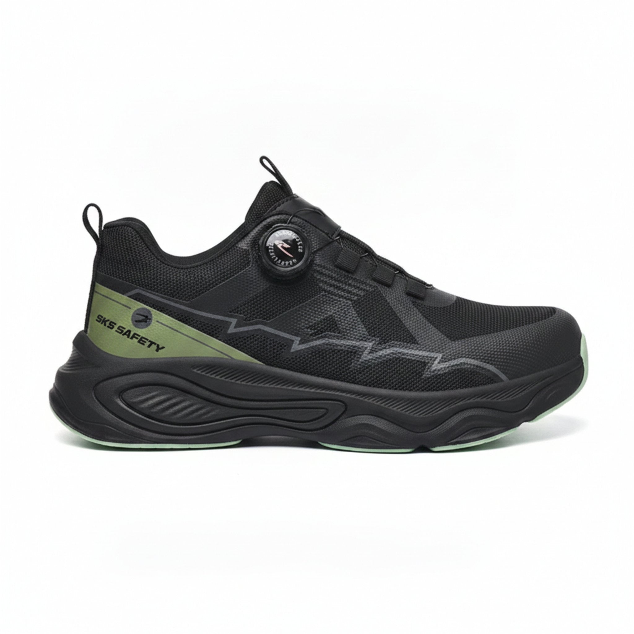 Henner ForcePro Sicherheitsschuhe S3 Unisex in Schwarz Grün – Seitenansicht