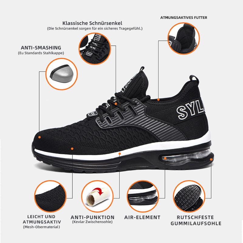 JiuQing Sicherheitsschuhe Herren - Stahlkappe Leicht Mit Luftpolster