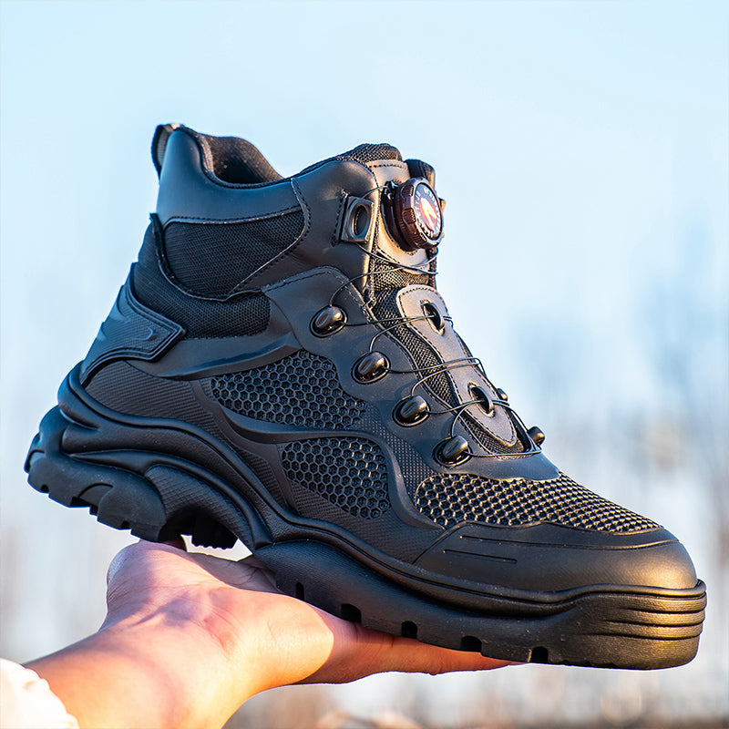 Leichter S3 Sicherheitsstiefel, Gewichtstest in der Hand, Schwarz